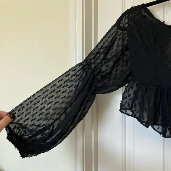 FOREVER 21 Black Long Sleeve Sheer Size Small - Picture 3 of 4